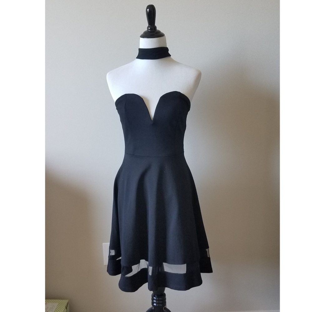 Little Black Strapless Skater Dress